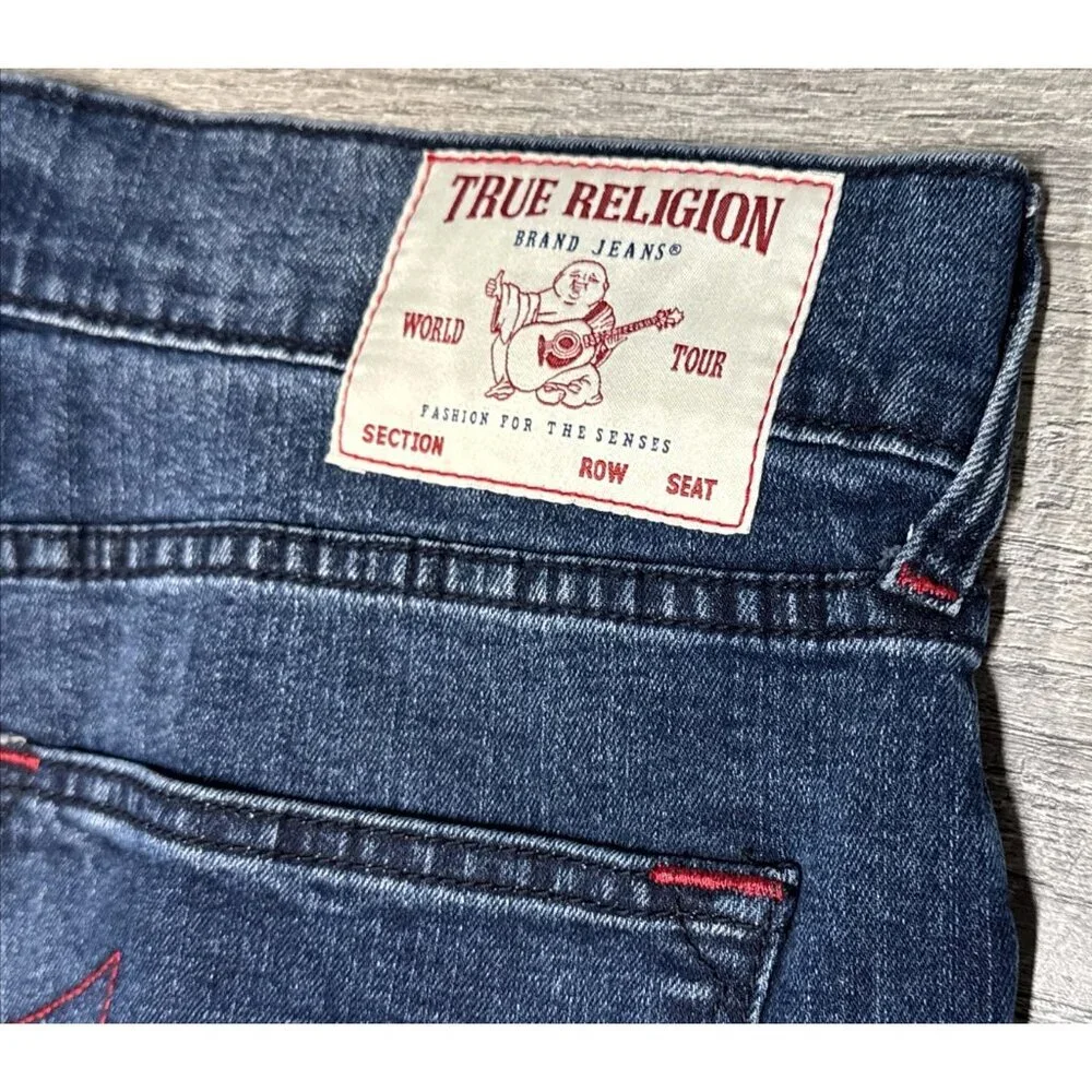 True Religion Ricky Jeans Mens 34 Blue Denim‎ Relaxed Straight Stretch $159 NEW